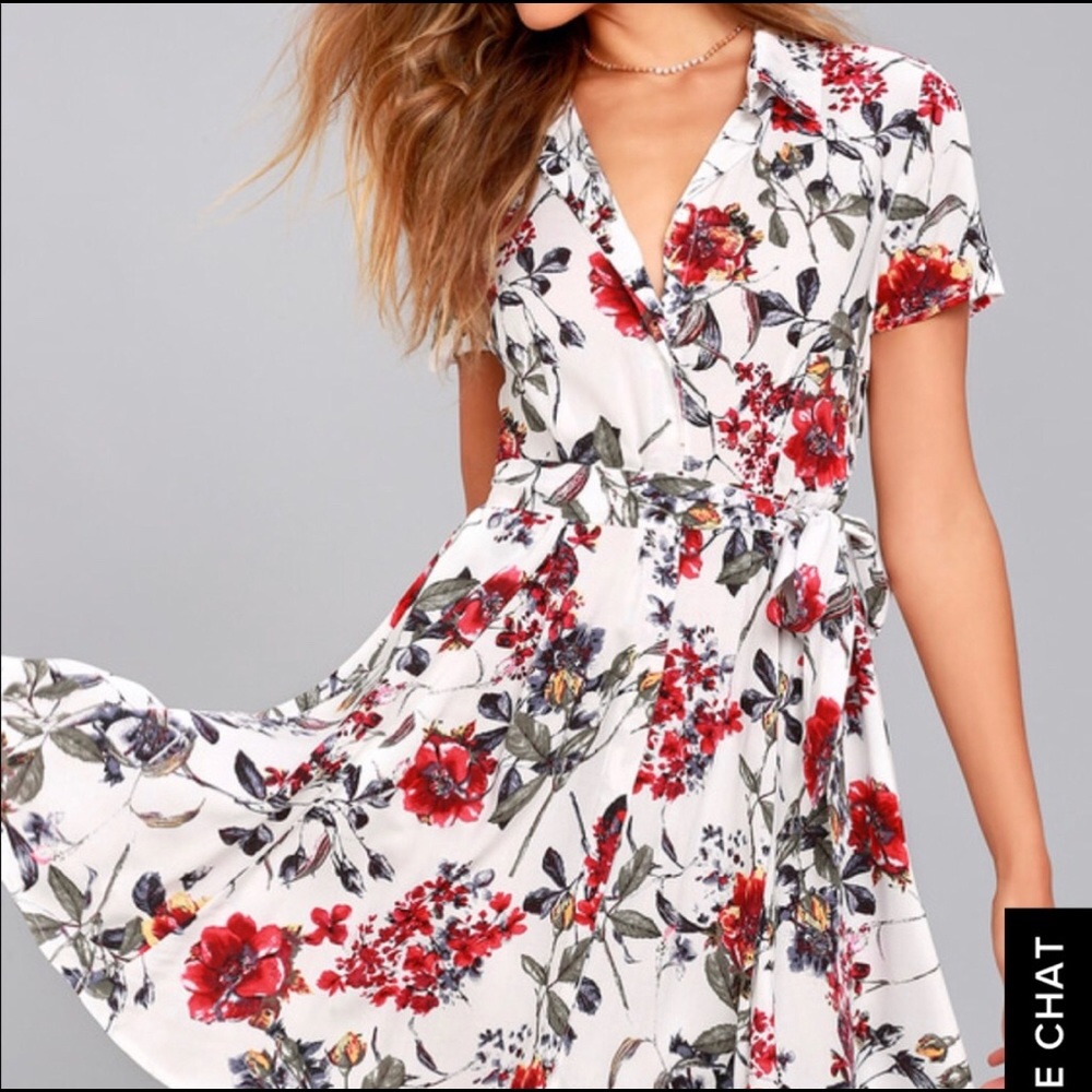Lulus Button down dress floral print